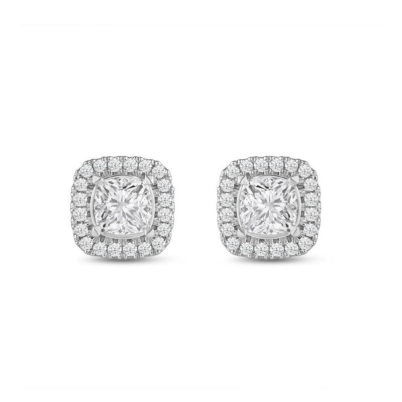 Cushion Diamond Halo Earrings