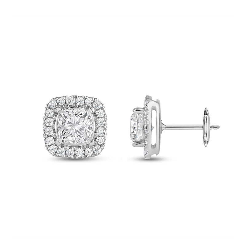 Cushion Diamond Halo Earrings