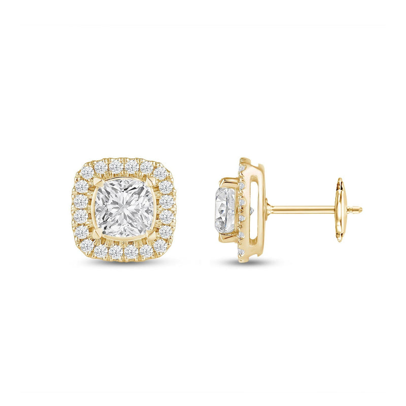 Cushion Diamond Halo Earrings