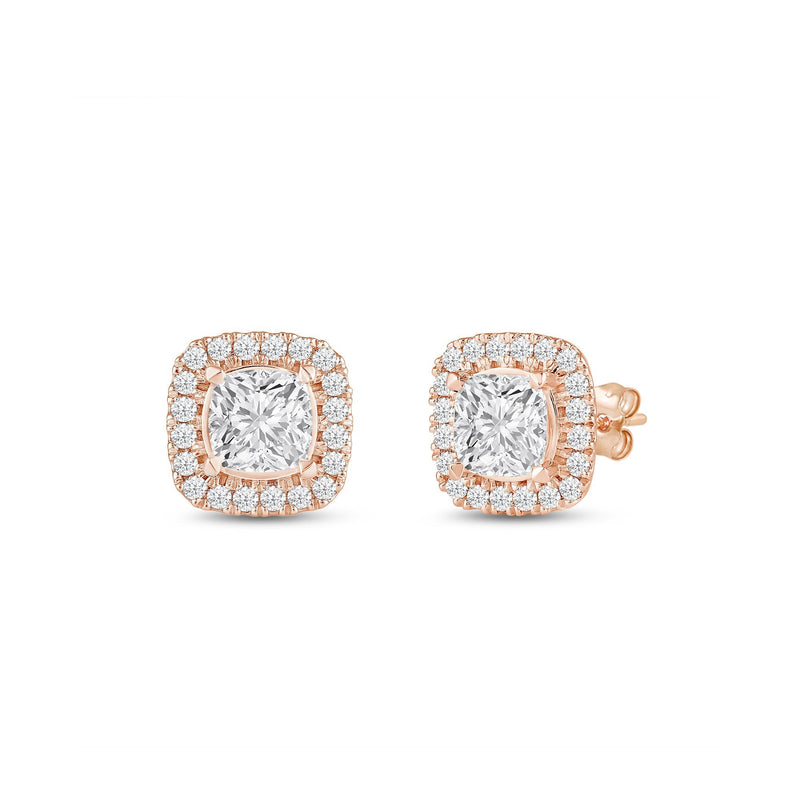 Cushion Diamond Halo Earrings