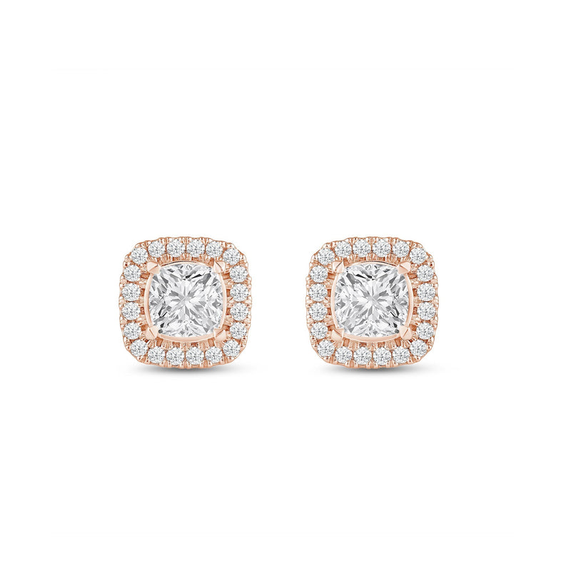 Cushion Diamond Halo Earrings