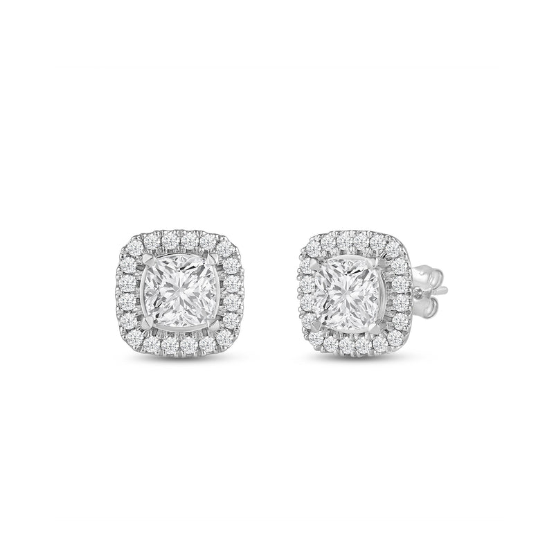 Cushion Diamond Halo Earrings