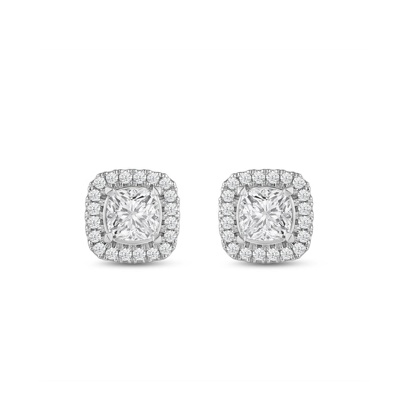 Cushion Diamond Halo Earrings