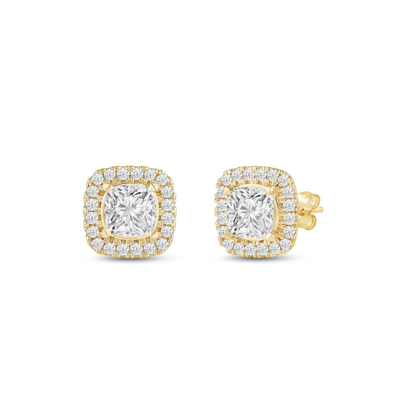 Cushion Diamond Halo Earrings