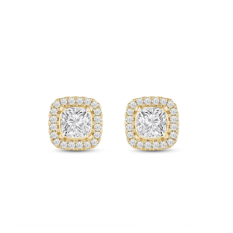 Cushion Diamond Halo Earrings