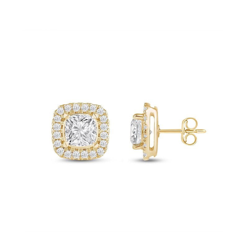 Cushion Diamond Halo Earrings