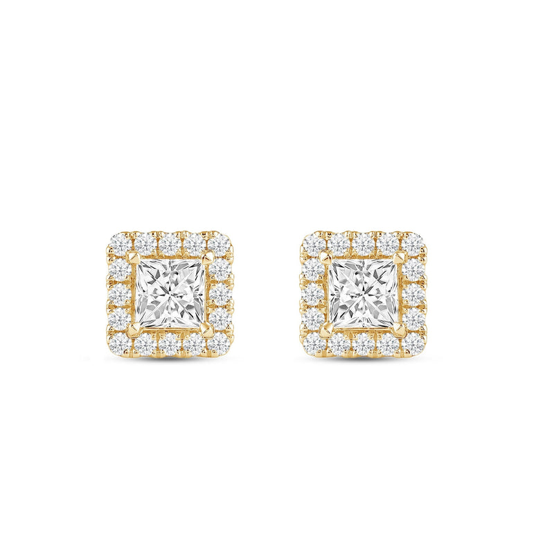Princess Diamond Halo Earrings