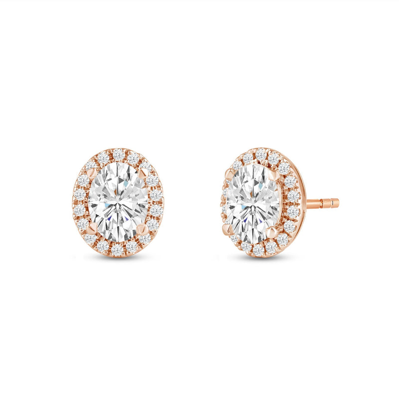 Oval Diamond Halo Earrings