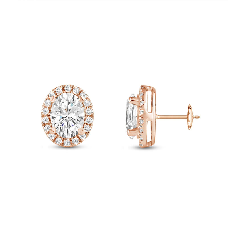 Oval Diamond Halo Earrings