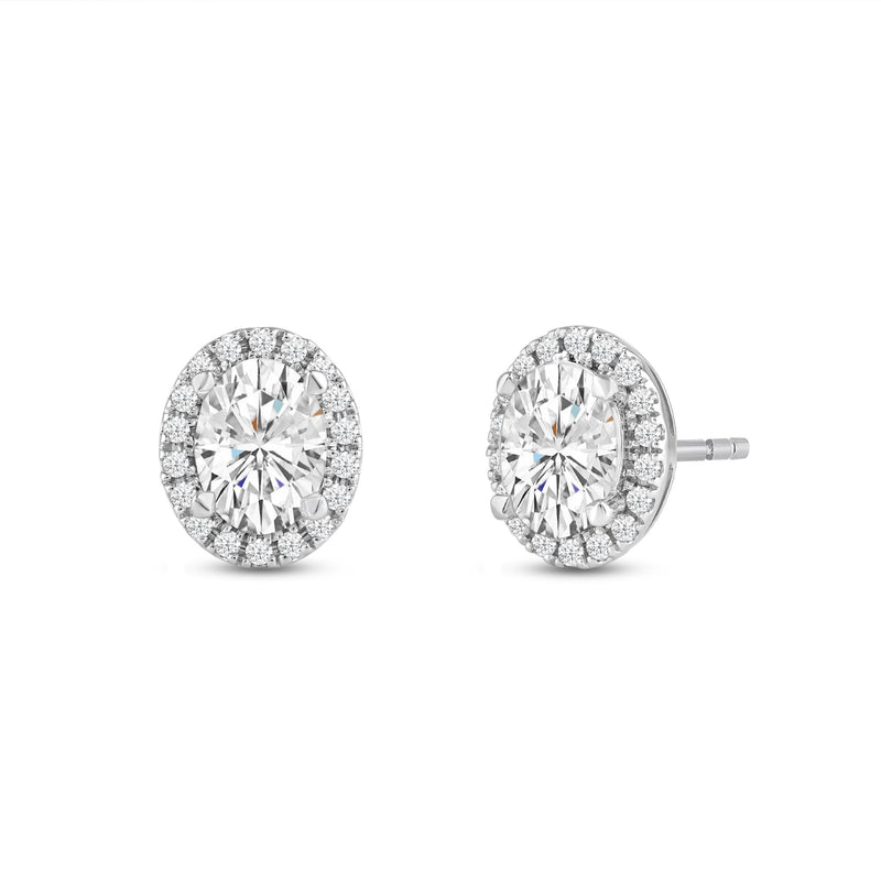 Oval Diamond Halo Earrings