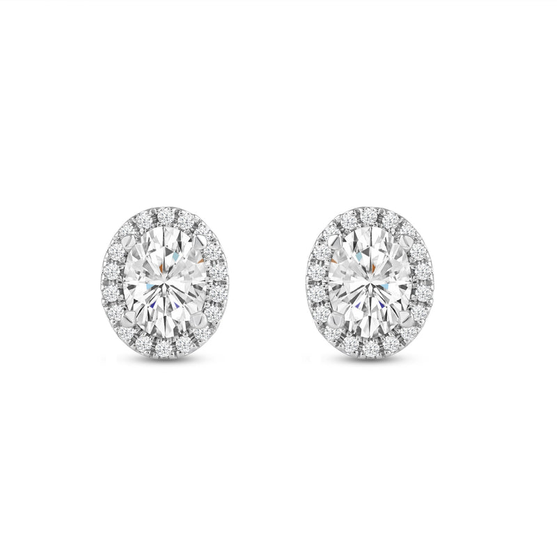 Oval Diamond Halo Earrings