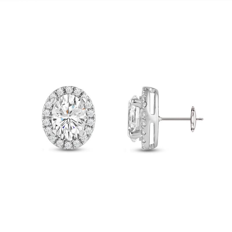 Oval Diamond Halo Earrings
