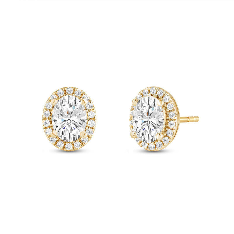 Oval Diamond Halo Earrings