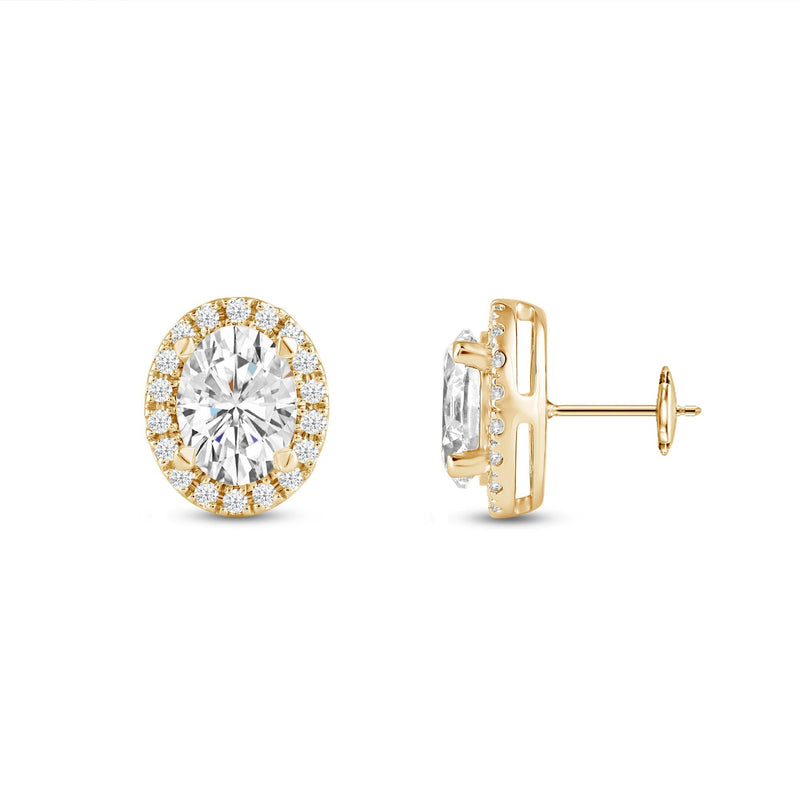 Oval Diamond Halo Earrings