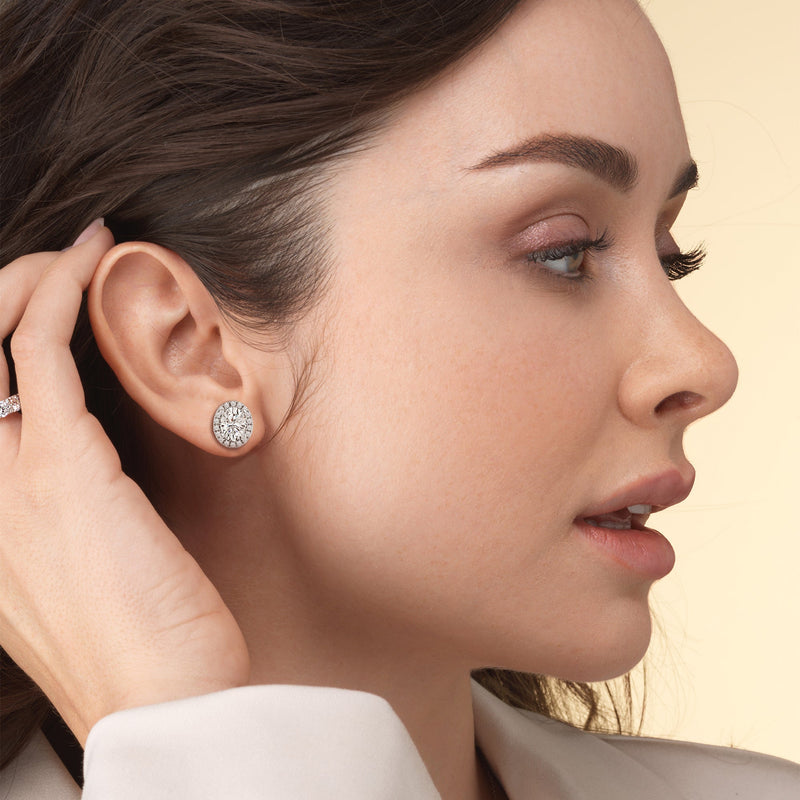 Oval Diamond Halo Earrings