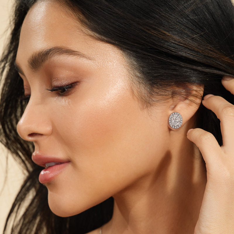 Oval Diamond Halo Earrings