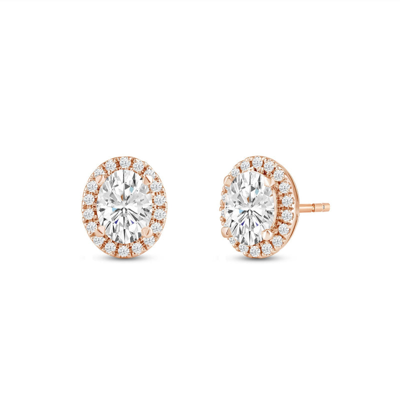 Oval Diamond Halo Earrings