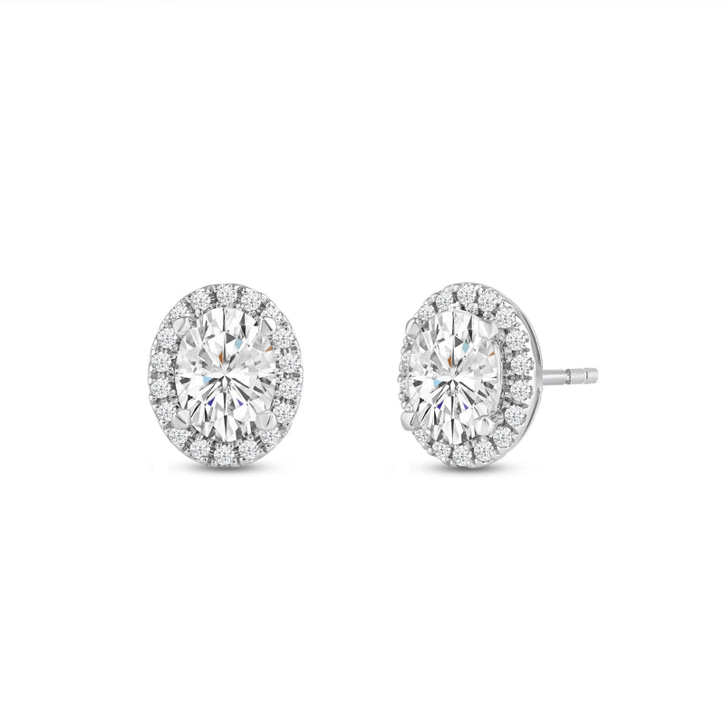 Oval Diamond Halo Earrings