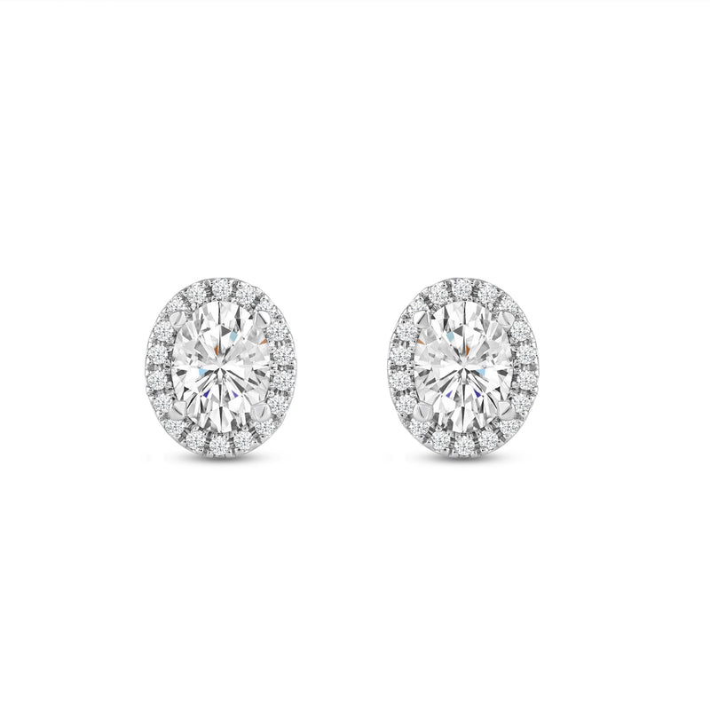 Oval Diamond Halo Earrings