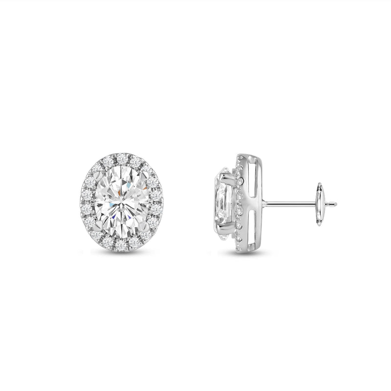 Oval Diamond Halo Earrings