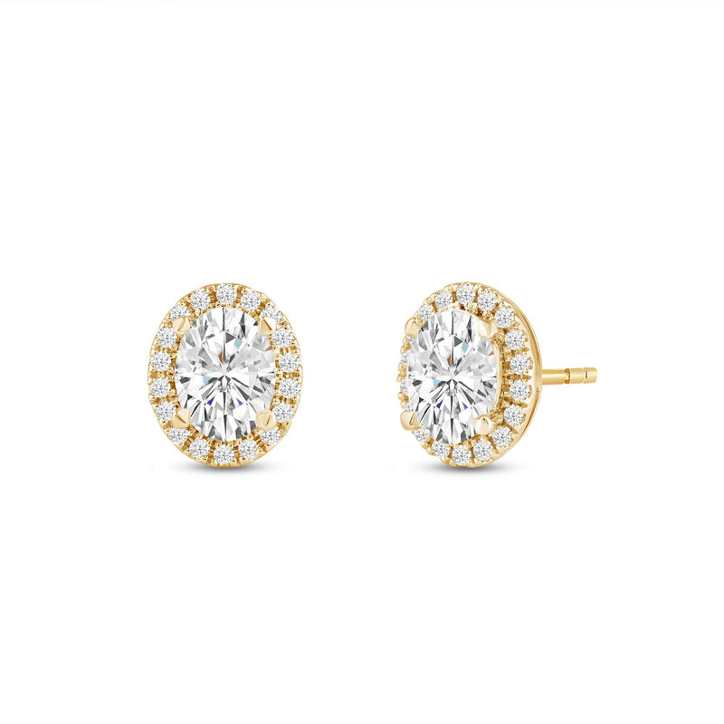 Oval Diamond Halo Earrings