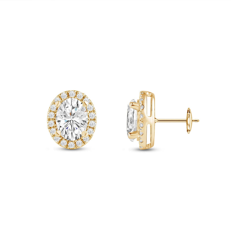 Oval Diamond Halo Earrings