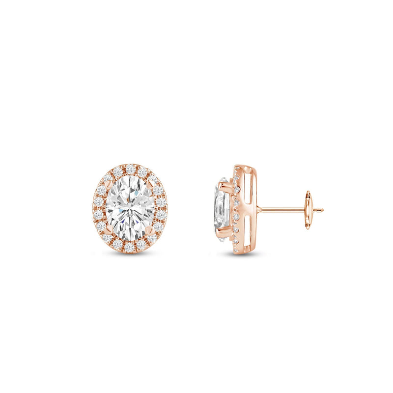 Oval Diamond Halo Earrings