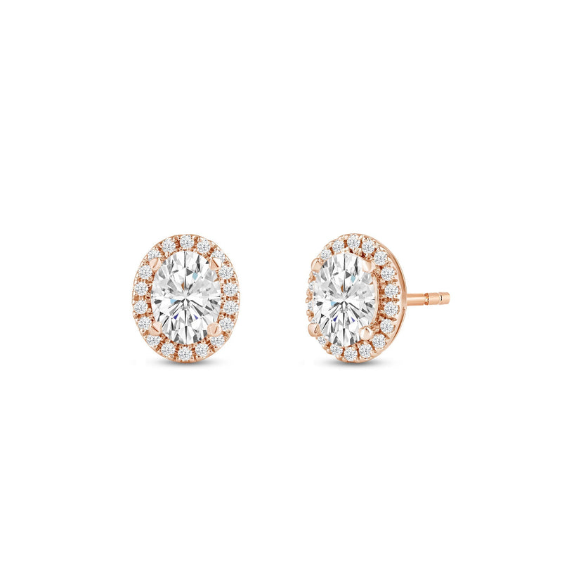 Oval Diamond Halo Earrings
