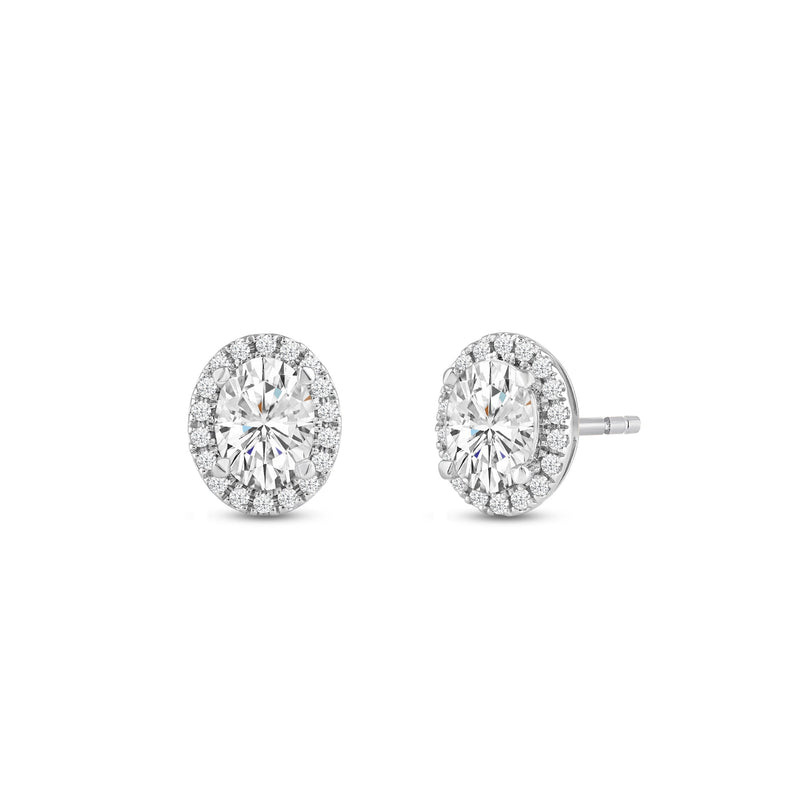 Oval Diamond Halo Earrings