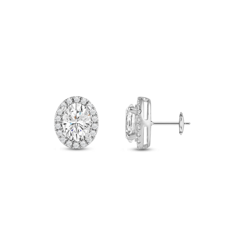 Oval Diamond Halo Earrings