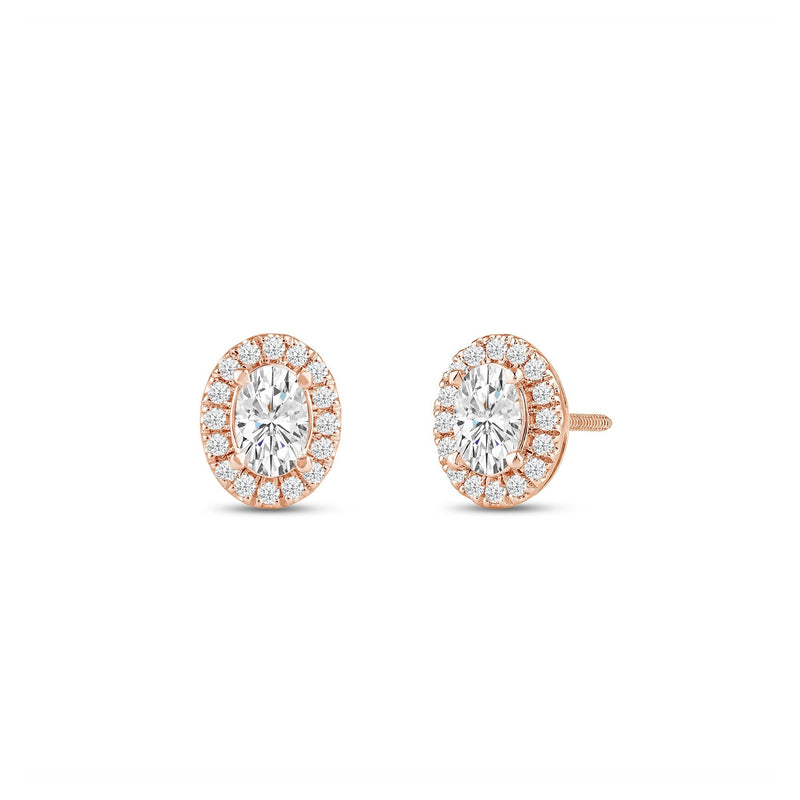 Oval Diamond Halo Earrings
