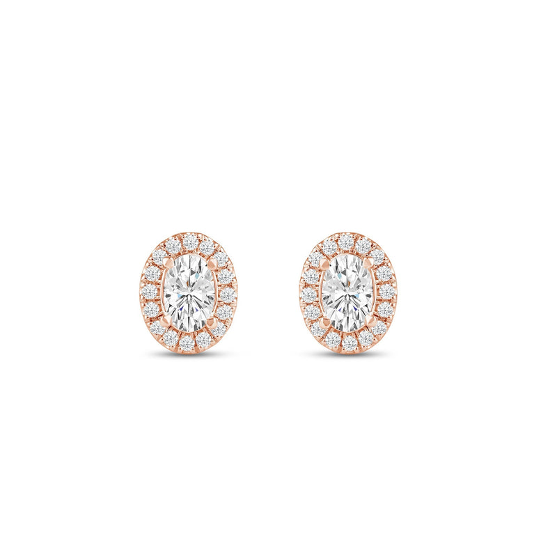Oval Diamond Halo Earrings
