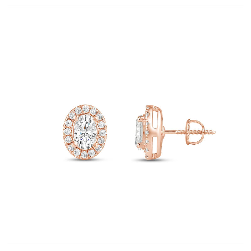 Oval Diamond Halo Earrings