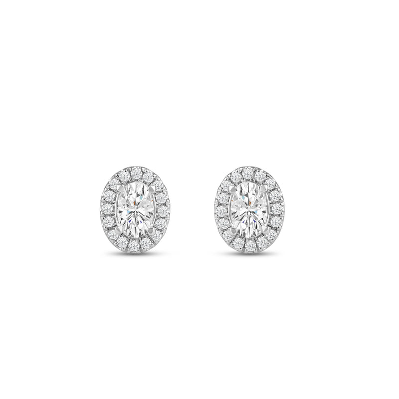 Oval Diamond Halo Earrings