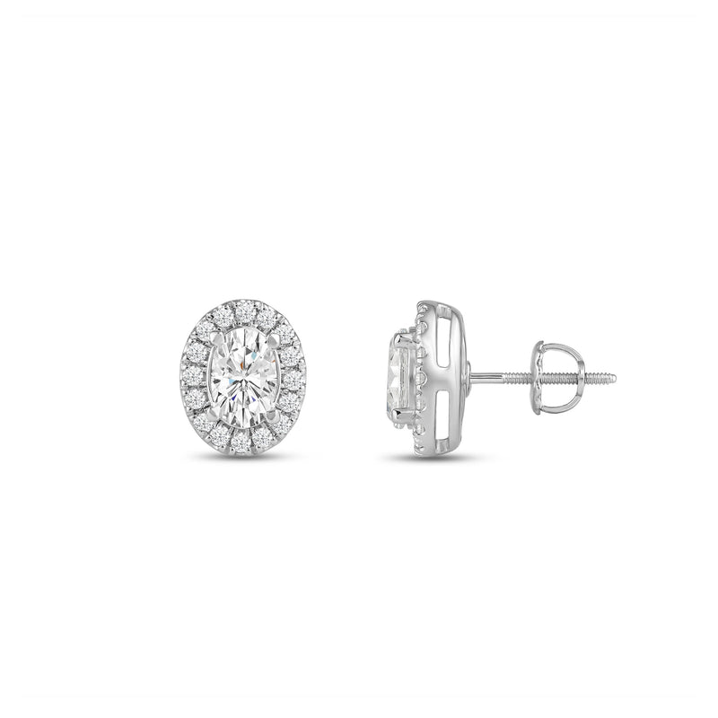 Oval Diamond Halo Earrings