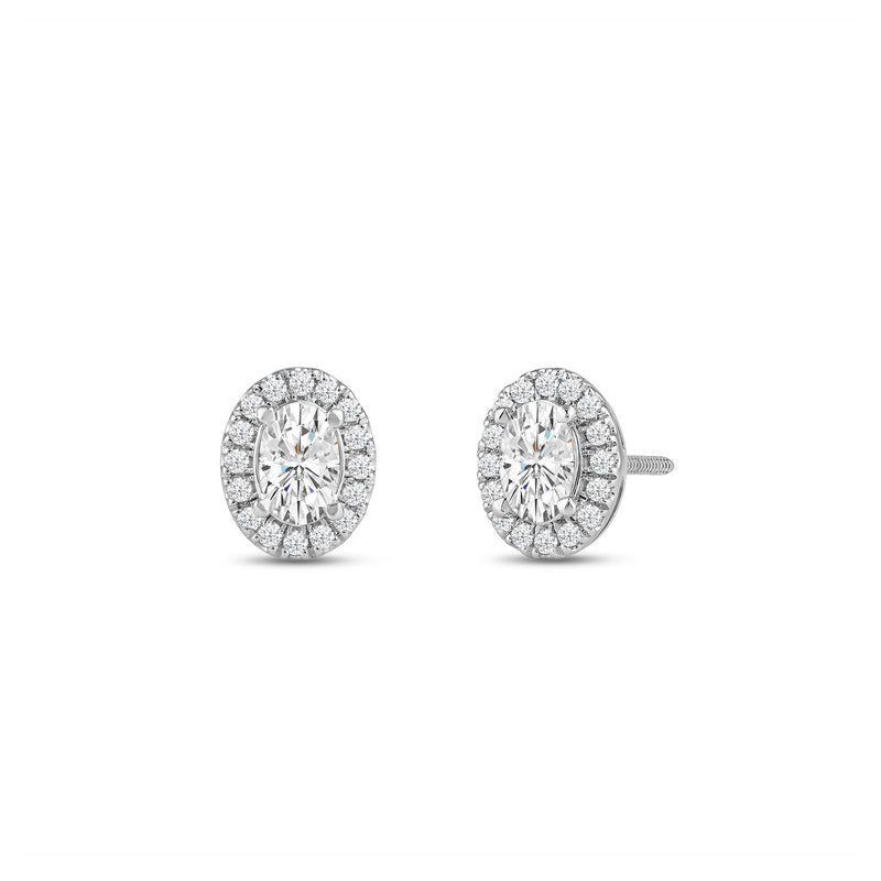 Oval Diamond Halo Earrings