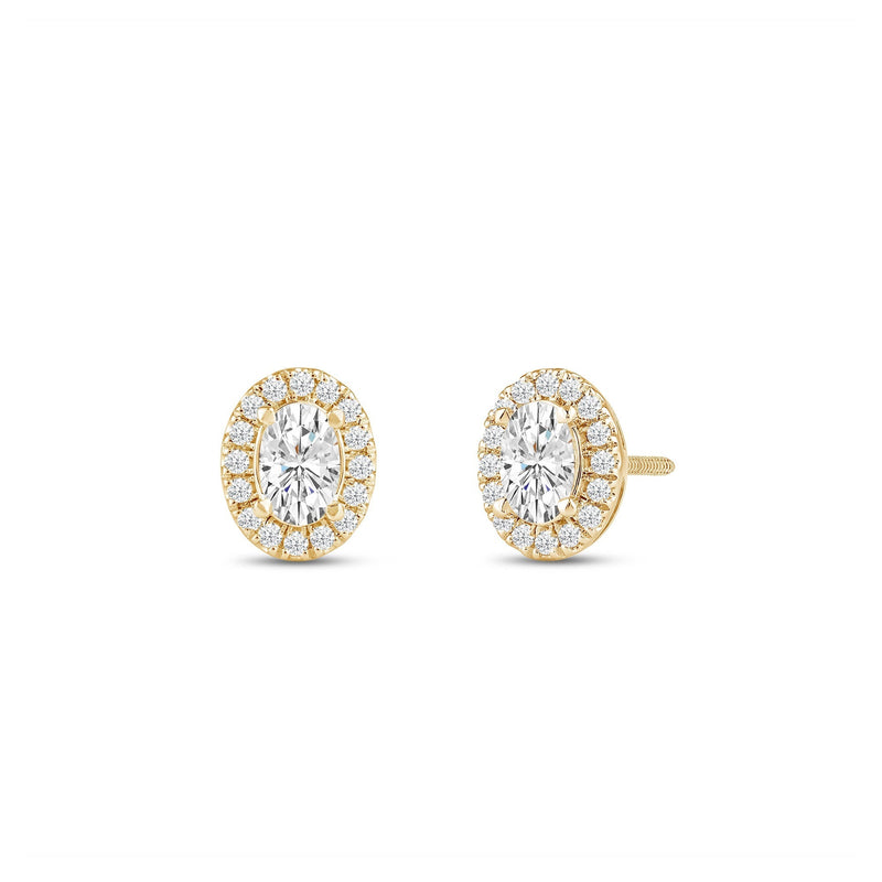 Oval Diamond Halo Earrings