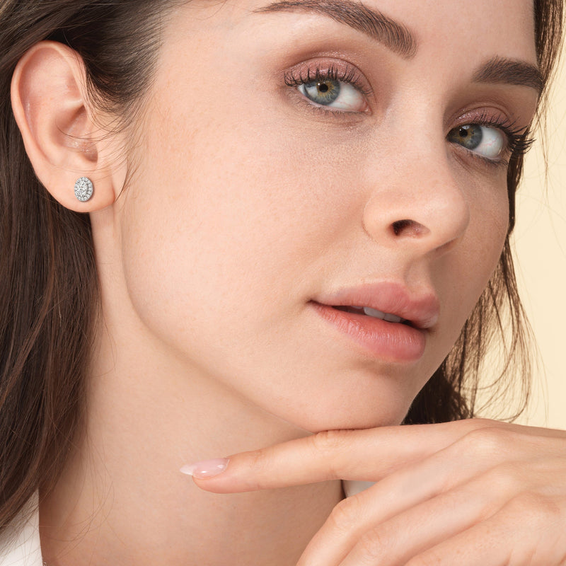 Oval Diamond Halo Earrings