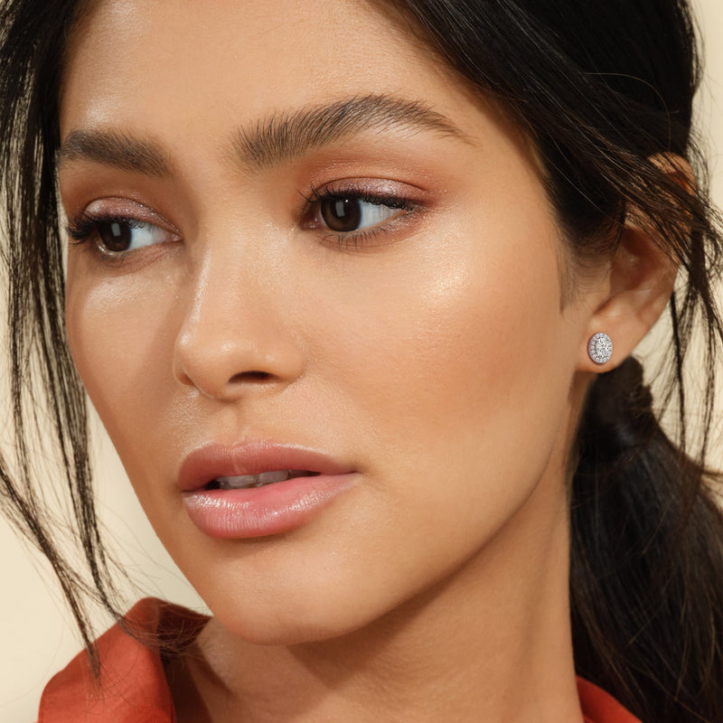 Oval Diamond Halo Earrings