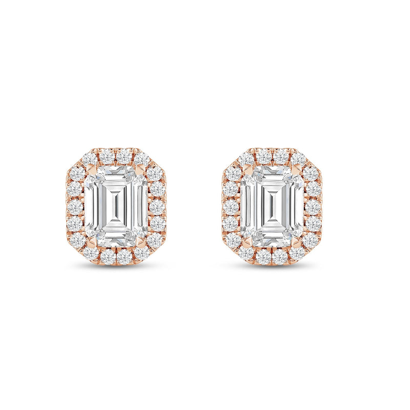 Emerald Diamond Halo Earrings