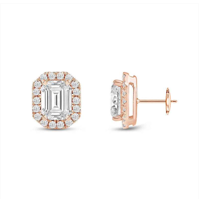 Emerald Diamond Halo Earrings