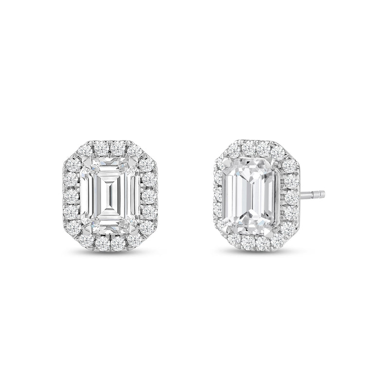 Emerald Diamond Halo Earrings