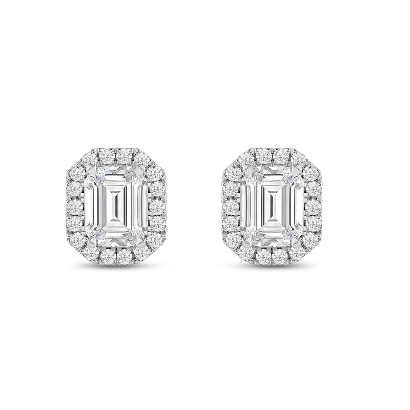 Emerald Diamond Halo Earrings