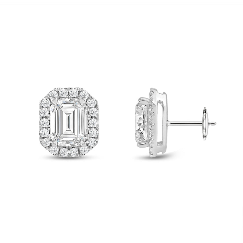 Emerald Diamond Halo Earrings