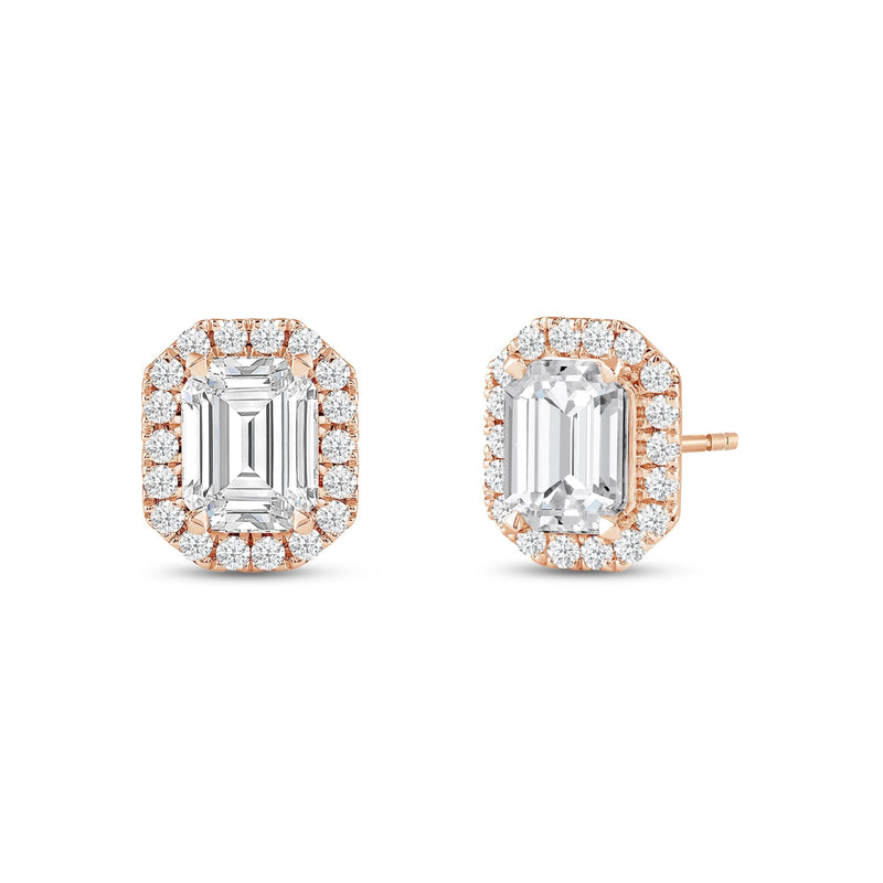 Emerald Diamond Halo Earrings