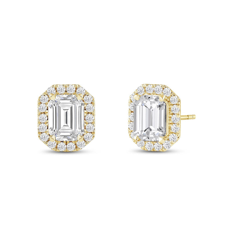 Emerald Diamond Halo Earrings