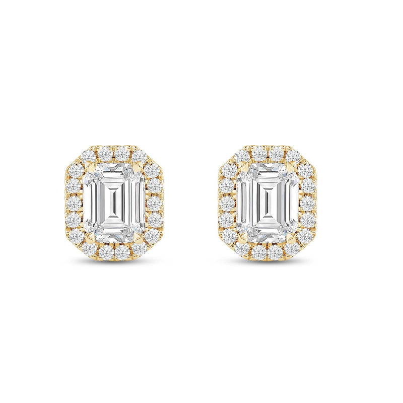 Emerald Diamond Halo Earrings