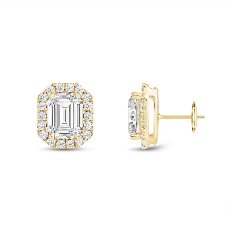 Emerald Diamond Halo Earrings