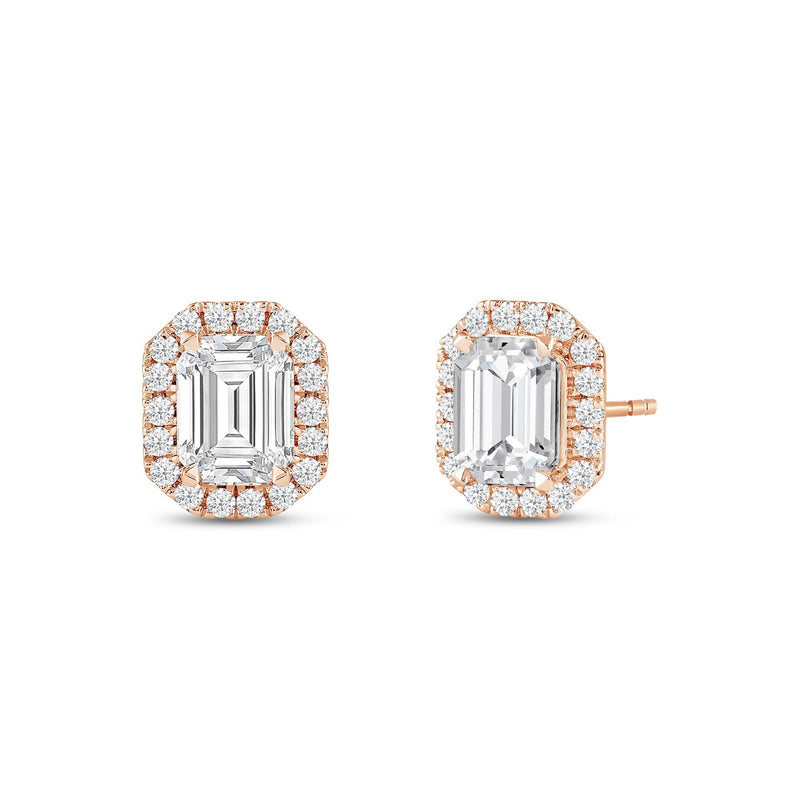 Emerald Diamond Halo Earrings