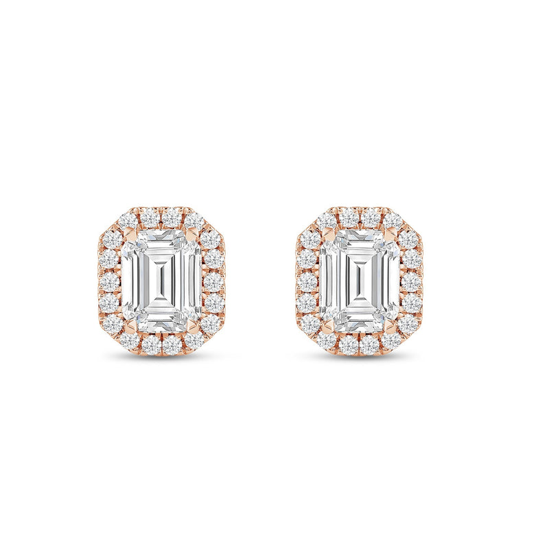 Emerald Diamond Halo Earrings